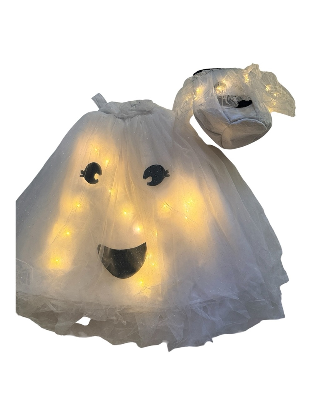Pottery Barn Kids Light-Up Ghost Costume & Matching Treat Bag Set (Size 7-8)!